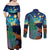 Personalised New Zealand Matariki Art Star Couples Matching Off Shoulder Maxi Dress and Long Sleeve Button Shirt Koru Fern Night Starry Sky