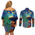 Personalised New Zealand Matariki Art Star Couples Matching Off Shoulder Short Dress and Long Sleeve Button Shirt Koru Fern Night Starry Sky