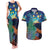 Personalised New Zealand Matariki Art Star Couples Matching Tank Maxi Dress and Hawaiian Shirt Koru Fern Night Starry Sky