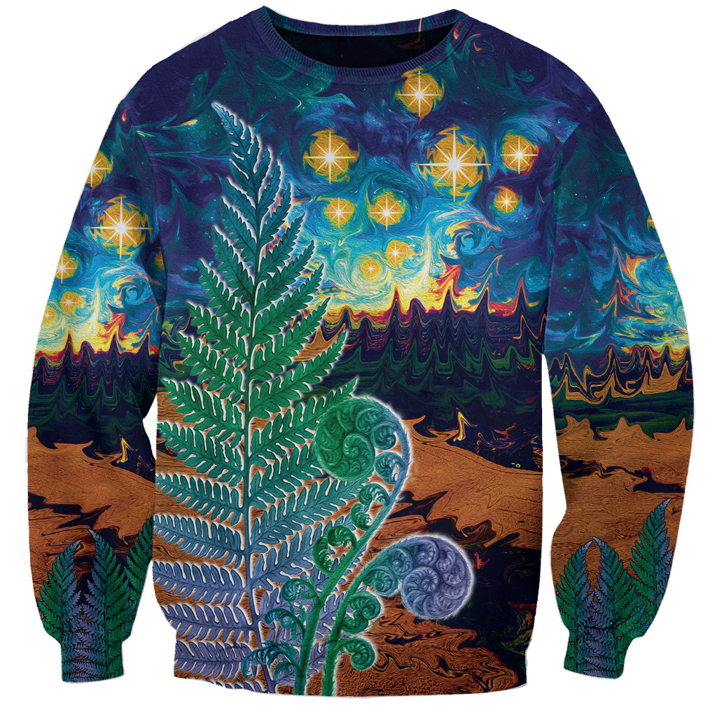 Personalised New Zealand Matariki Art Star Sweatshirt Koru Fern Night Starry Sky