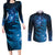 New Zealand Matariki Couples Matching Long Sleeve Bodycon Dress and Long Sleeve Button Shirt Blue Milky Way Stars Night Sky