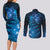 New Zealand Matariki Couples Matching Long Sleeve Bodycon Dress and Long Sleeve Button Shirt Blue Milky Way Stars Night Sky