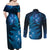 New Zealand Matariki Couples Matching Off Shoulder Maxi Dress and Long Sleeve Button Shirt Blue Milky Way Stars Night Sky