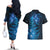 New Zealand Matariki Couples Matching Off The Shoulder Long Sleeve Dress and Hawaiian Shirt Blue Milky Way Stars Night Sky