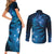 New Zealand Matariki Couples Matching Short Sleeve Bodycon Dress and Long Sleeve Button Shirt Blue Milky Way Stars Night Sky