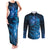 New Zealand Matariki Couples Matching Tank Maxi Dress and Long Sleeve Button Shirt Blue Milky Way Stars Night Sky