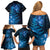 New Zealand Matariki Family Matching Off Shoulder Short Dress and Hawaiian Shirt Blue Milky Way Stars Night Sky