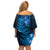 New Zealand Matariki Family Matching Off Shoulder Short Dress and Hawaiian Shirt Blue Milky Way Stars Night Sky