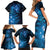 New Zealand Matariki Family Matching Short Sleeve Bodycon Dress and Hawaiian Shirt Blue Milky Way Stars Night Sky