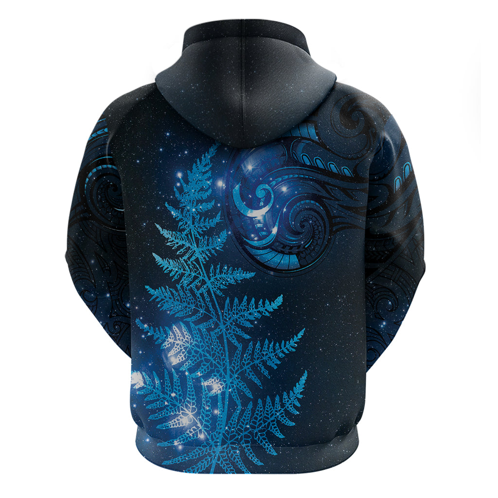 New Zealand Matariki Hoodie Blue Milky Way Stars Night Sky LT9 - Polynesian Pride