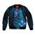 New Zealand Matariki Sleeve Zip Bomber Jacket Blue Milky Way Stars Night Sky