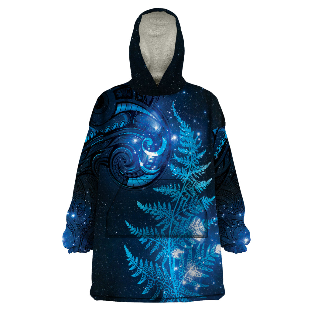 New Zealand Matariki Wearable Blanket Hoodie Blue Milky Way Stars Night Sky