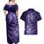 New Zealand Matariki Couples Matching Off Shoulder Maxi Dress and Hawaiian Shirt Purple Milky Way Stars Night Sky