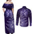 New Zealand Matariki Couples Matching Off Shoulder Maxi Dress and Long Sleeve Button Shirt Purple Milky Way Stars Night Sky