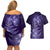 New Zealand Matariki Couples Matching Off Shoulder Short Dress and Hawaiian Shirt Purple Milky Way Stars Night Sky