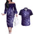 New Zealand Matariki Couples Matching Off The Shoulder Long Sleeve Dress and Hawaiian Shirt Purple Milky Way Stars Night Sky