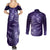 New Zealand Matariki Couples Matching Summer Maxi Dress and Long Sleeve Button Shirt Purple Milky Way Stars Night Sky