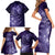 New Zealand Matariki Family Matching Short Sleeve Bodycon Dress and Hawaiian Shirt Purple Milky Way Stars Night Sky