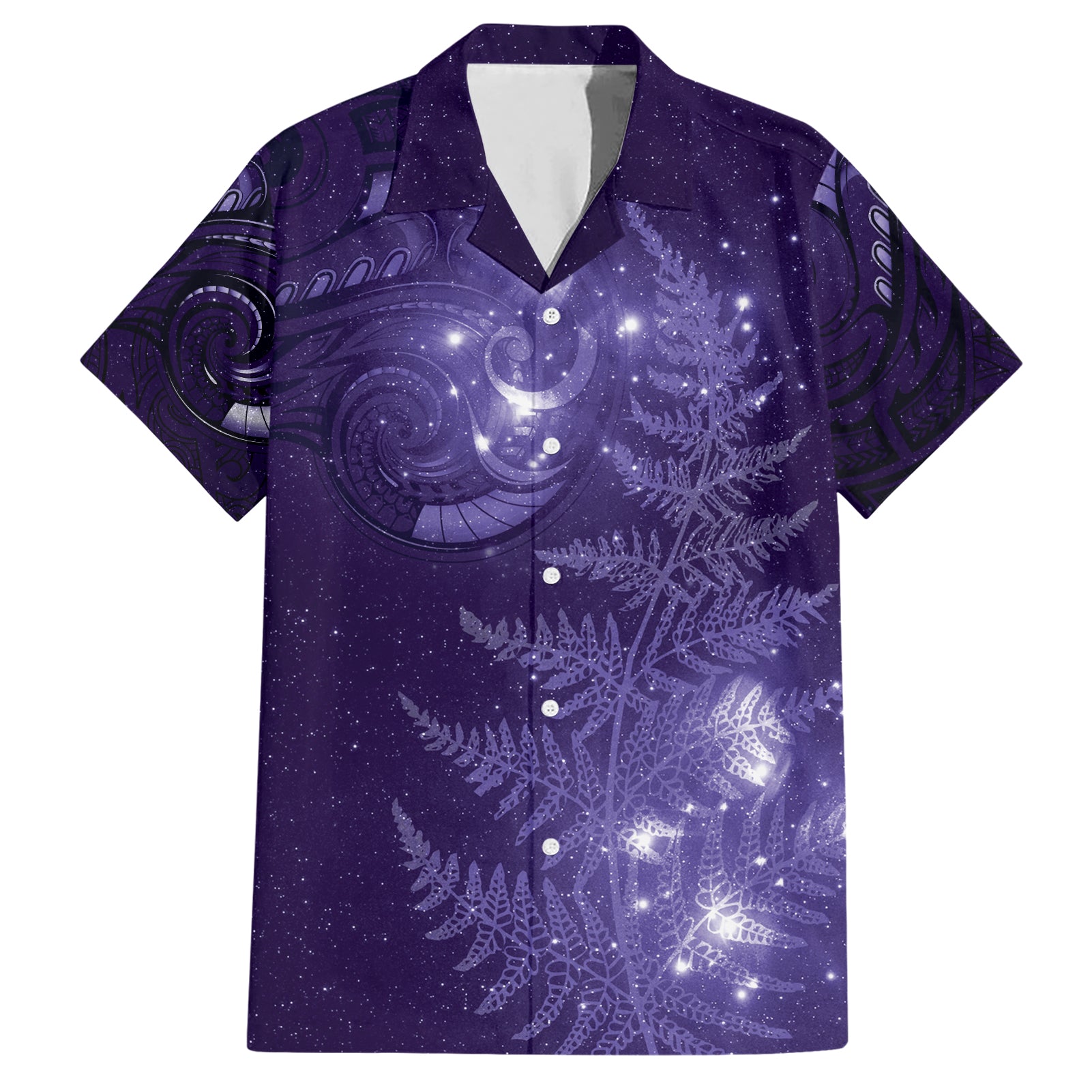 New Zealand Matariki Hawaiian Shirt Purple Milky Way Stars Night Sky