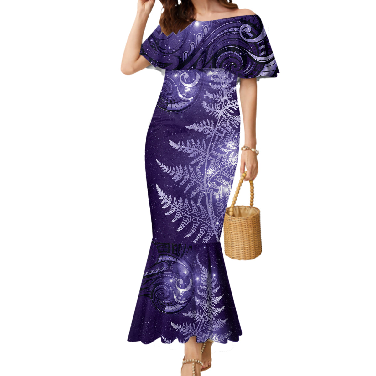 New Zealand Matariki Mermaid Dress Purple Milky Way Stars Night Sky