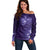 New Zealand Matariki Off Shoulder Sweater Purple Milky Way Stars Night Sky