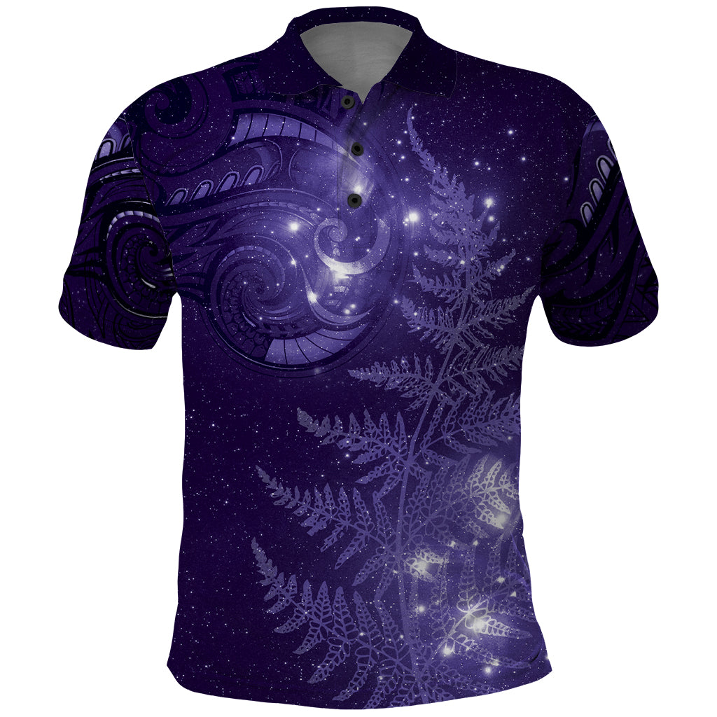 New Zealand Matariki Polo Shirt Purple Milky Way Stars Night Sky