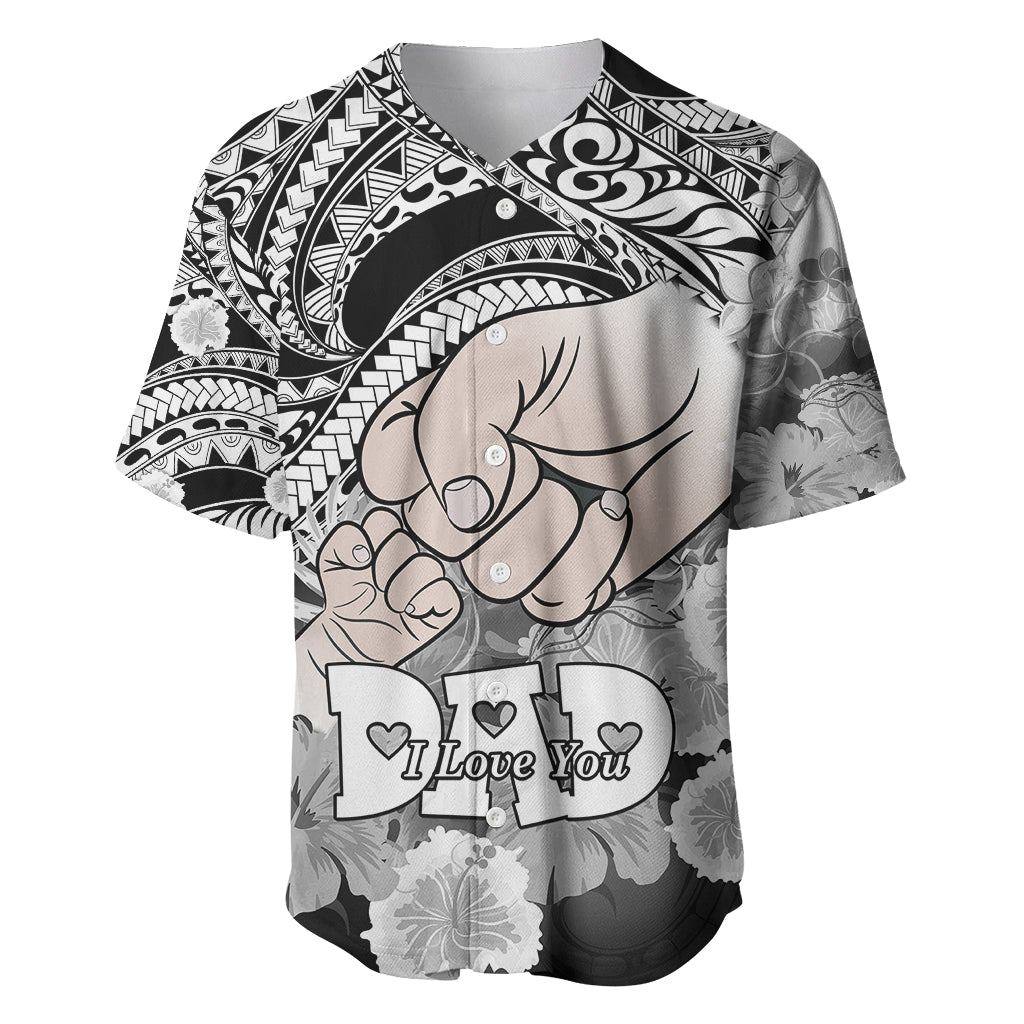 Polynesian Pride Happy Father Day Baseball Jersey I Love You Dad - Polynesian Tribal Black LT9 Black - Polynesian Pride