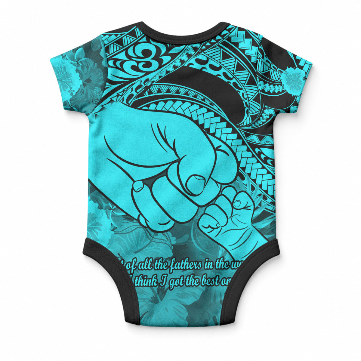 Polynesian Pride Happy Father Day Baby Onesie I Love You Dad - Polynesian Tribal Aqua LT9 - Polynesian Pride