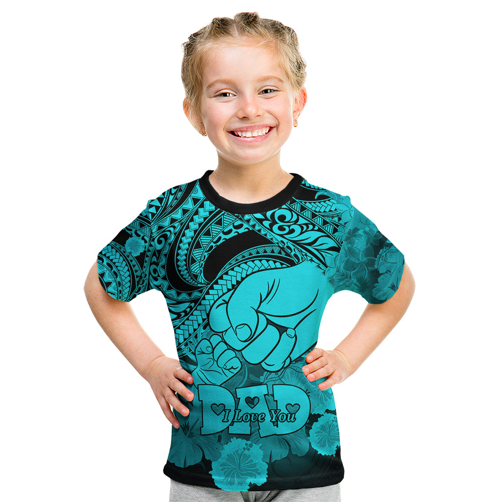 Polynesian Pride Happy Father Day Kid T Shirt I Love You Dad - Polynesian Tribal Aqua LT9 Aqua - Polynesian Pride