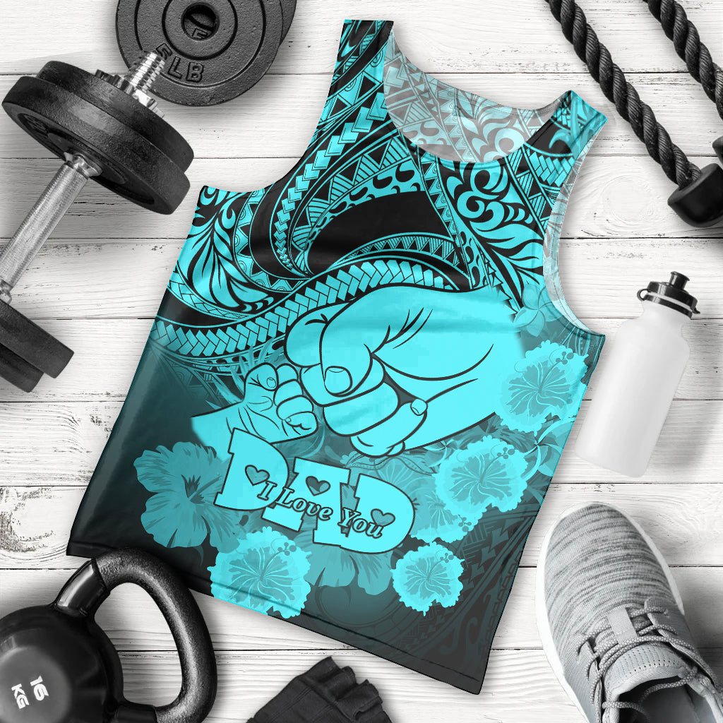 Personalised Polynesian Pride Happy Father Day Men Tank Top I Love You Dad - Polynesian Tribal Aqua LT9 Aqua - Polynesian Pride