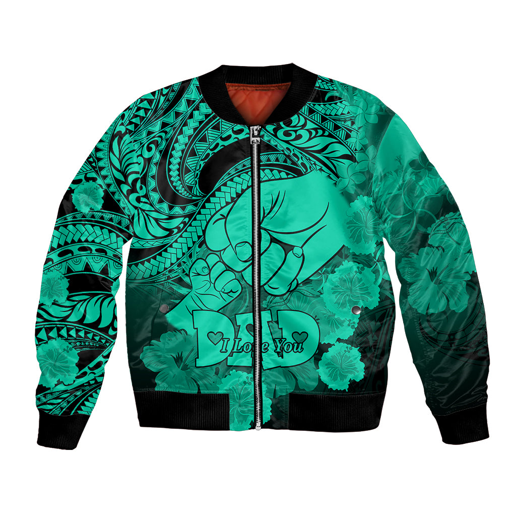 Polynesian Pride Happy Father Day Bomber Jacket I Love You Dad - Polynesian Tribal Green LT9 Unisex Green - Polynesian Pride