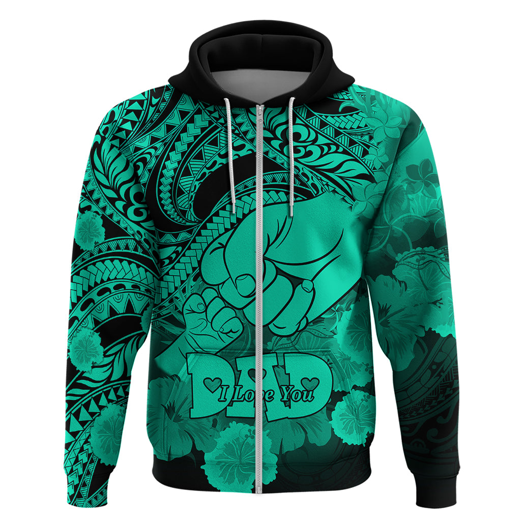 Polynesian Pride Happy Father Day Hoodie I Love You Dad Polynesian Tribal Green LT9 - Polynesian Pride