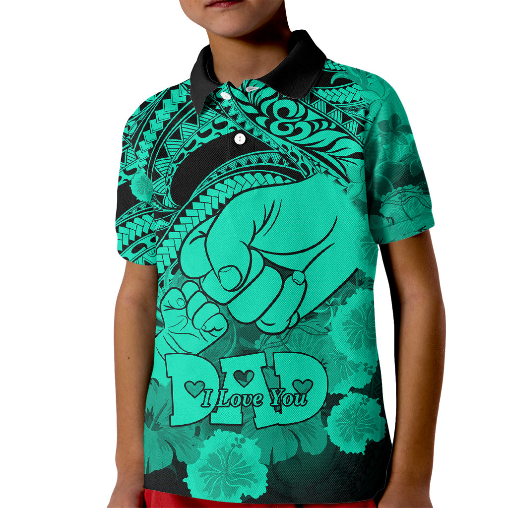 Polynesian Pride Happy Father Day Kid Polo Shirt I Love You Dad - Polynesian Tribal Green LT9 Kid Green - Polynesian Pride