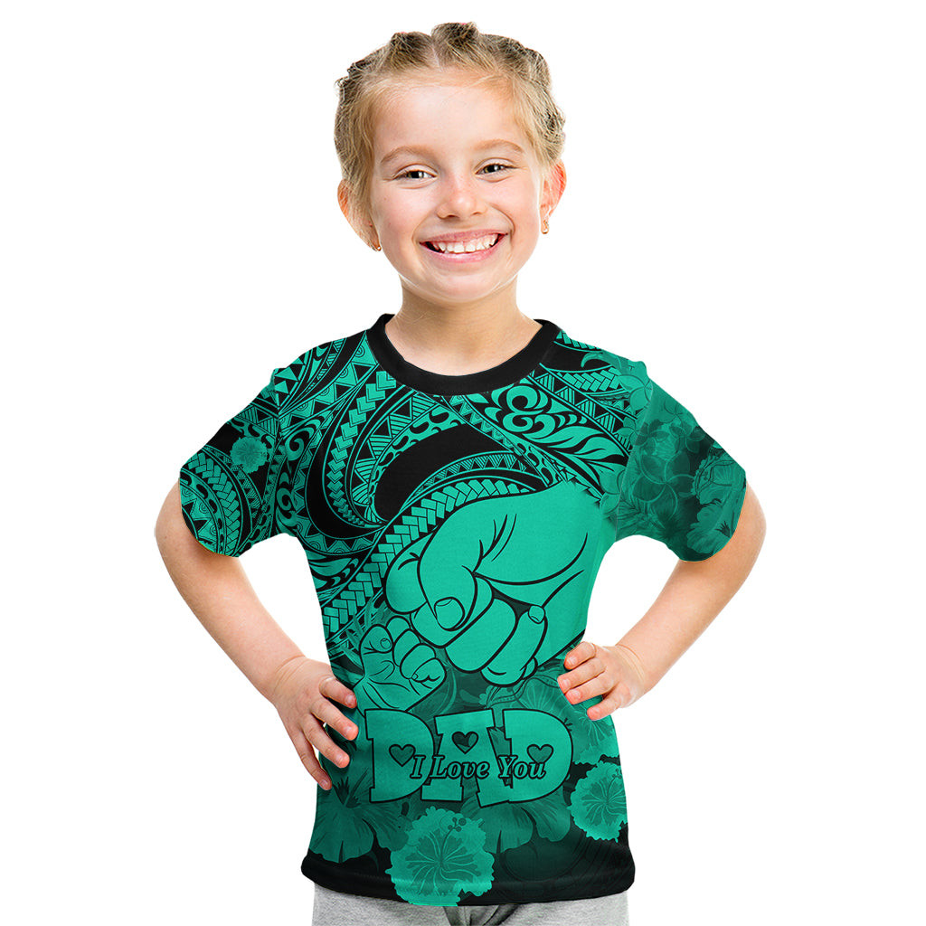 Polynesian Pride Happy Father Day Kid T Shirt I Love You Dad - Polynesian Tribal Green LT9 Green - Polynesian Pride