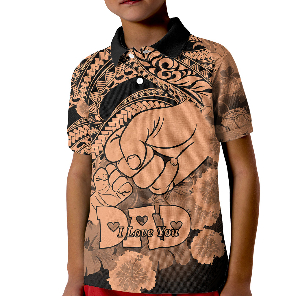 Polynesian Pride Happy Father Day Kid Polo Shirt I Love You Dad - Polynesian Tribal Nude LT9 Kid Nude - Polynesian Pride