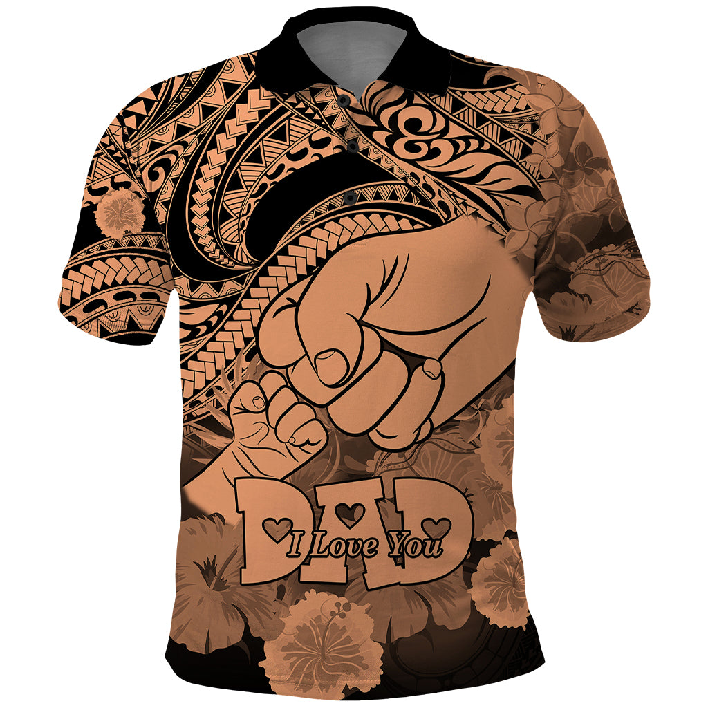 Polynesian Pride Happy Father Day Polo Shirt I Love You Dad Polynesian Tribal Nude LT9 Nude - Polynesian Pride