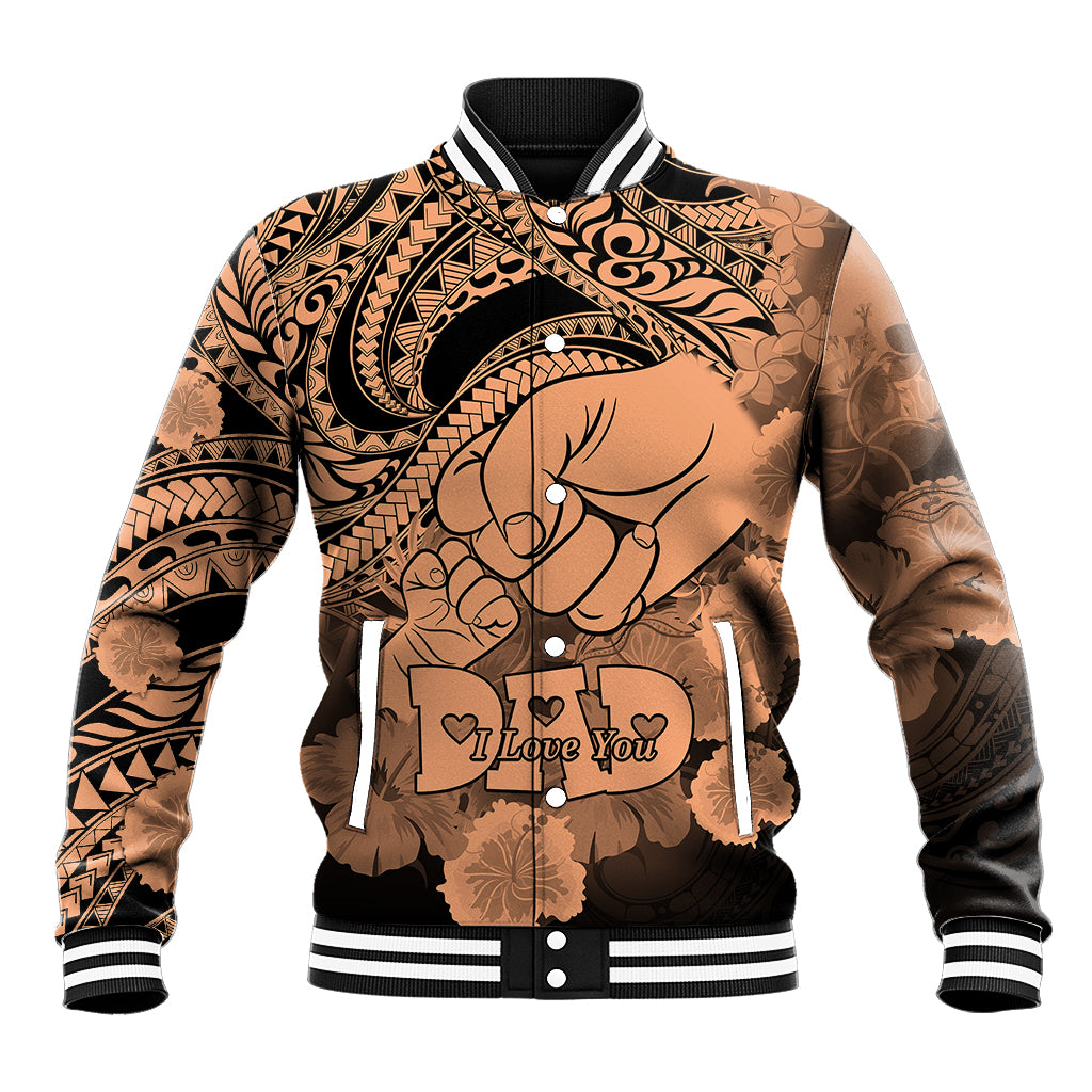 Personalised Polynesian Pride Happy Father Day Baseball Jacket I Love You Dad - Polynesian Tribal Nude LT9 Unisex Nude - Polynesian Pride