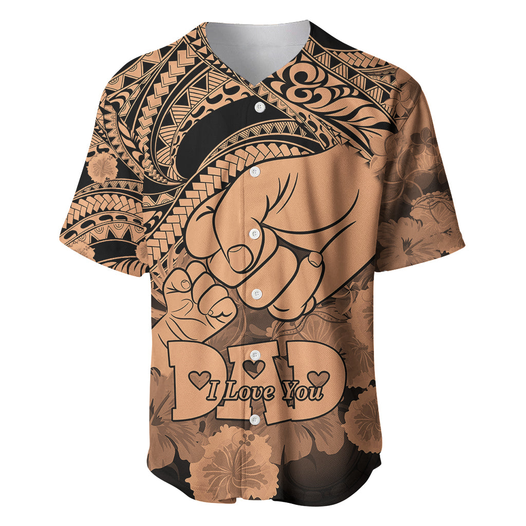 Personalised Polynesian Pride Happy Father Day Baseball Jersey I Love You Dad - Polynesian Tribal Nude LT9 Nude - Polynesian Pride