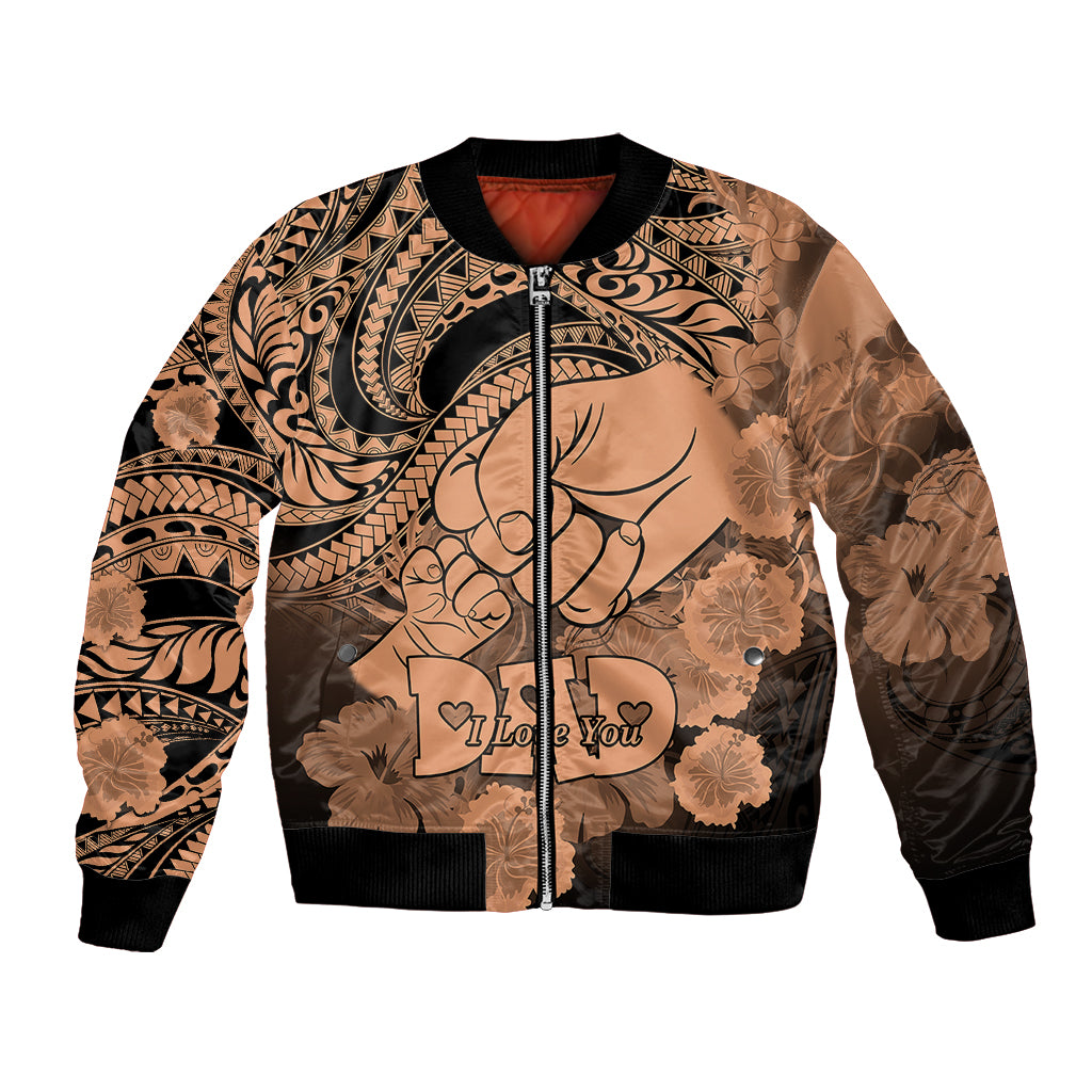 Personalised Polynesian Pride Happy Father Day Bomber Jacket I Love You Dad - Polynesian Tribal Nude LT9 Unisex Nude - Polynesian Pride