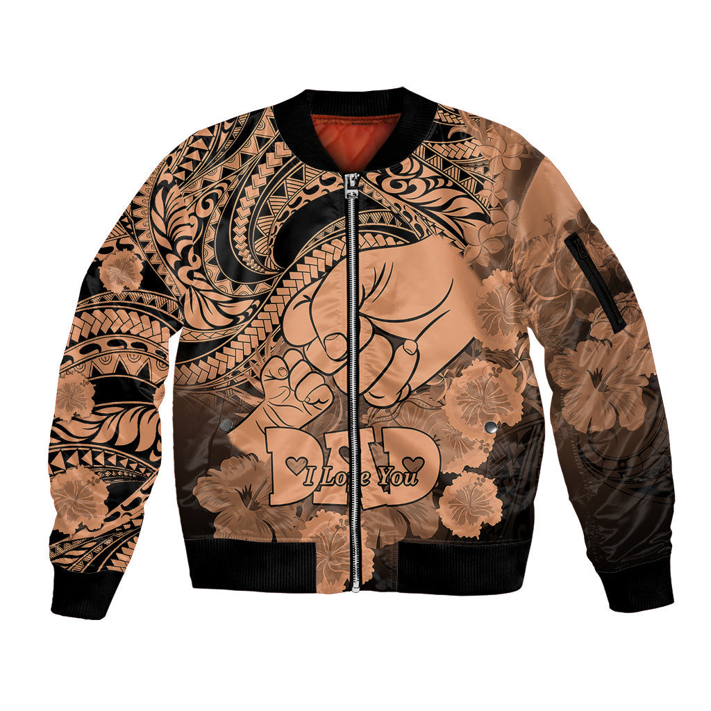 Personalised Polynesian Pride Happy Father Day Sleeve Zip Bomber Jacket I Love You Dad - Polynesian Tribal Nude LT9 Unisex Nude - Polynesian Pride