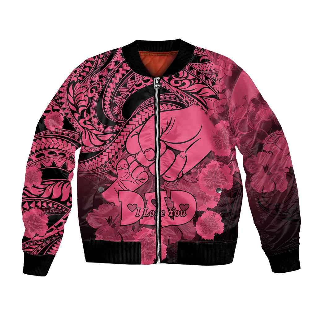 Polynesian Pride Happy Father Day Bomber Jacket I Love You Dad - Polynesian Tribal Pink LT9 Unisex Pink - Polynesian Pride