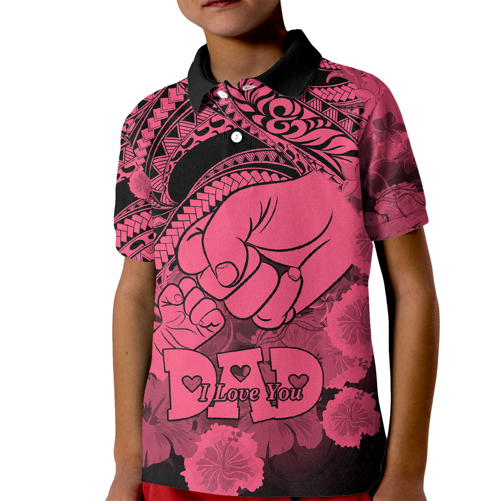 Polynesian Pride Happy Father Day Kid Polo Shirt I Love You Dad - Polynesian Tribal Pink LT9 Kid Pink - Polynesian Pride