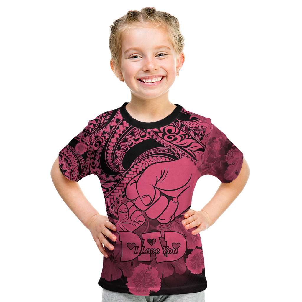 Polynesian Pride Happy Father Day Kid T Shirt I Love You Dad - Polynesian Tribal Pink LT9 Pink - Polynesian Pride