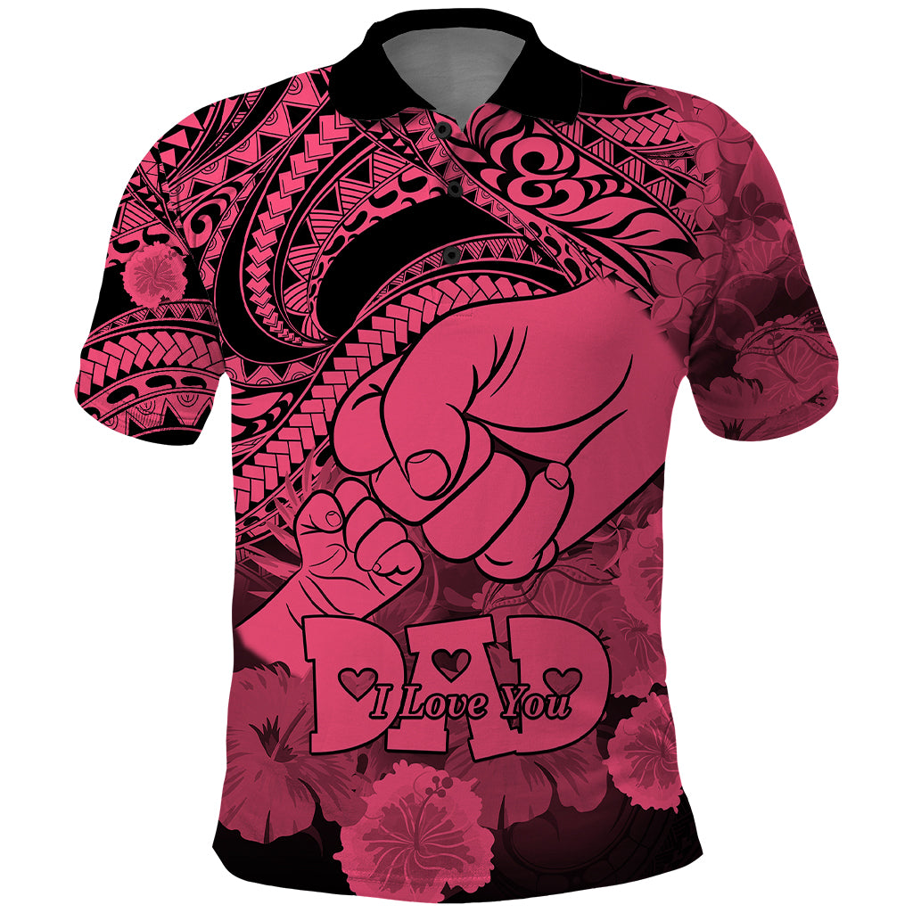 Polynesian Pride Happy Father Day Polo Shirt I Love You Dad Polynesian Tribal Pink LT9 Pink - Polynesian Pride