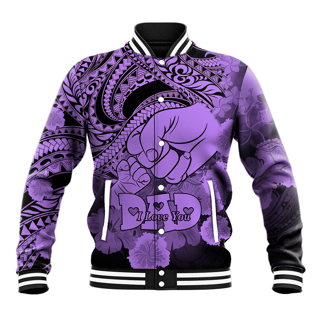 Polynesian Pride Happy Father Day Baseball Jacket I Love You Dad - Polynesian Tribal Purple LT9 Unisex Purple - Polynesian Pride