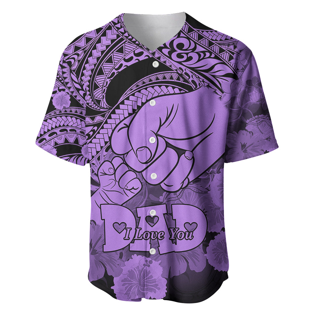 Polynesian Pride Happy Father Day Baseball Jersey I Love You Dad - Polynesian Tribal Purple LT9 Purple - Polynesian Pride