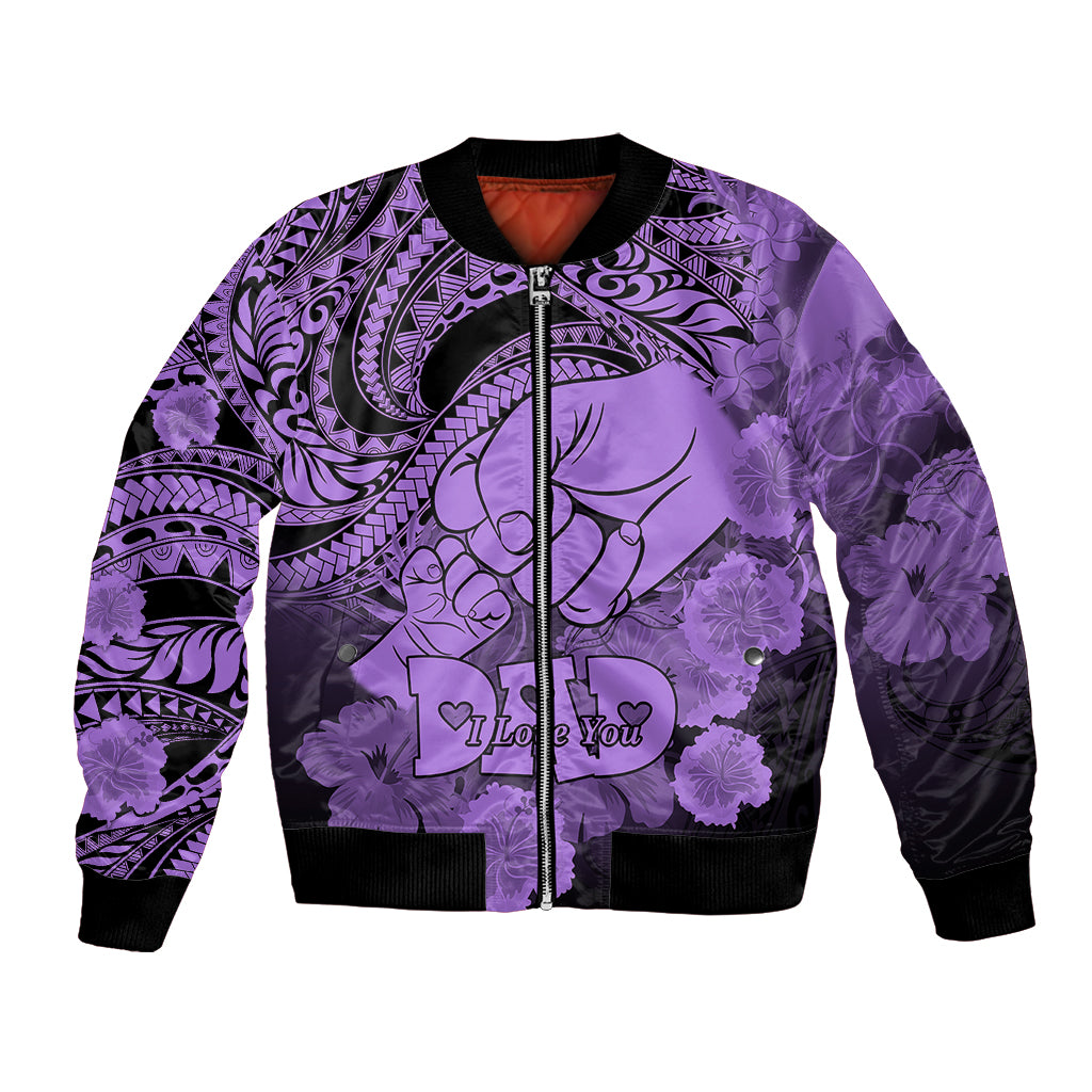 Polynesian Pride Happy Father Day Bomber Jacket I Love You Dad - Polynesian Tribal Purple LT9 Unisex Purple - Polynesian Pride