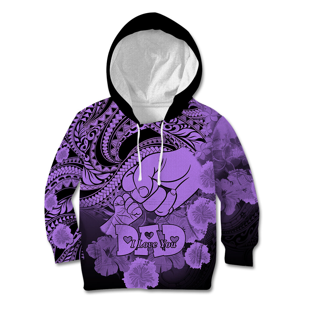 Polynesian Pride Happy Father Day Kid Hoodie I Love You Dad - Polynesian Tribal Purple LT9 Hoodie Purple - Polynesian Pride