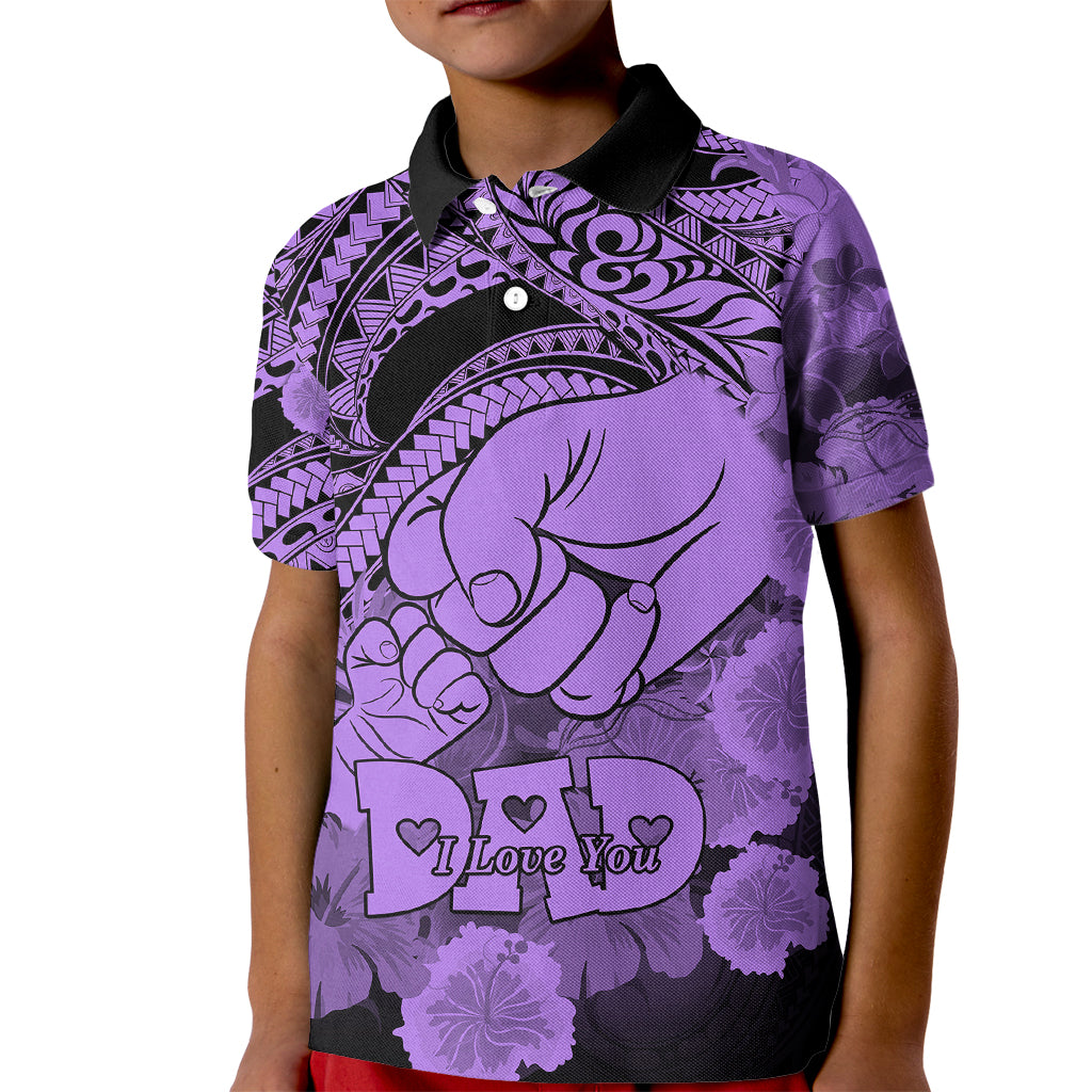 Polynesian Pride Happy Father Day Kid Polo Shirt I Love You Dad - Polynesian Tribal Purple LT9 Kid Purple - Polynesian Pride