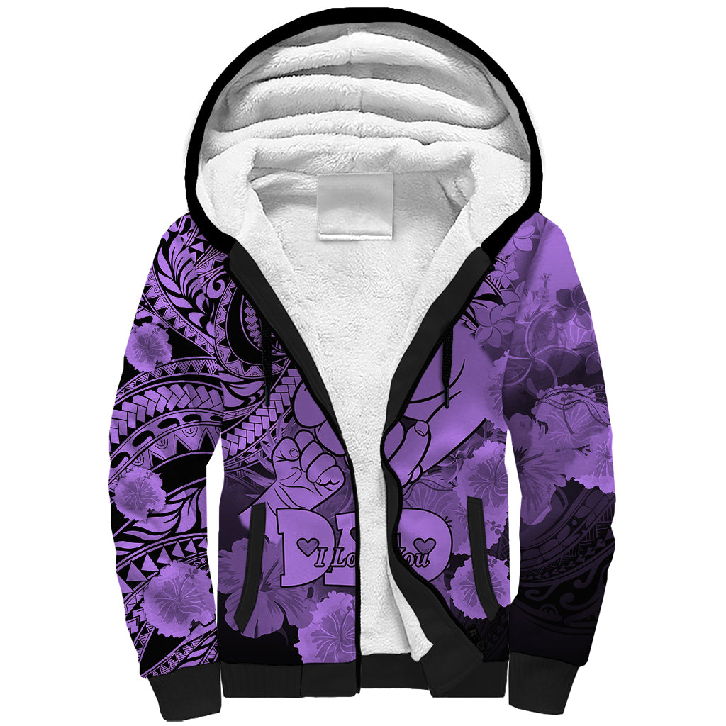 Polynesian Pride Happy Father Day Sherpa Hoodie I Love You Dad - Polynesian Tribal Purple LT9 Unisex Purple - Polynesian Pride